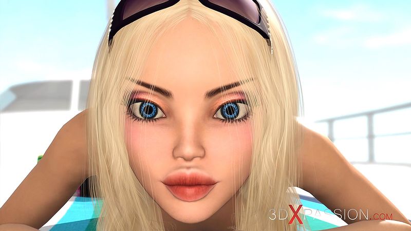 一個性感的金發女郎與 3D 熱 Dickgirl 肛交