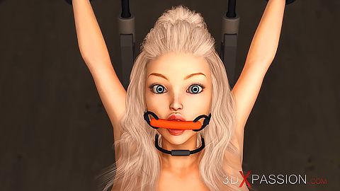 熱 dickgirl 亂搞 一個 性感的 年輕的 金發女郎 在 約束 在